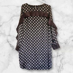 Banana Republic Women’s Black and Red Patterned Long Sleeve Dress Size 14 NWOT